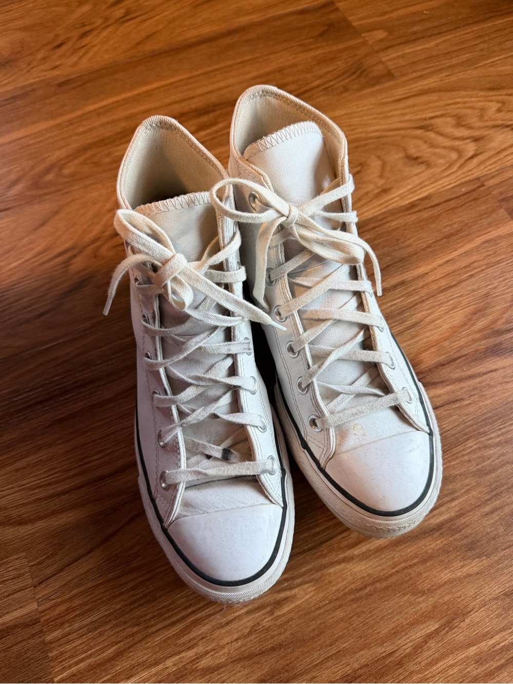 Converse High-Top Leather Sneakers - White Shoes, 9